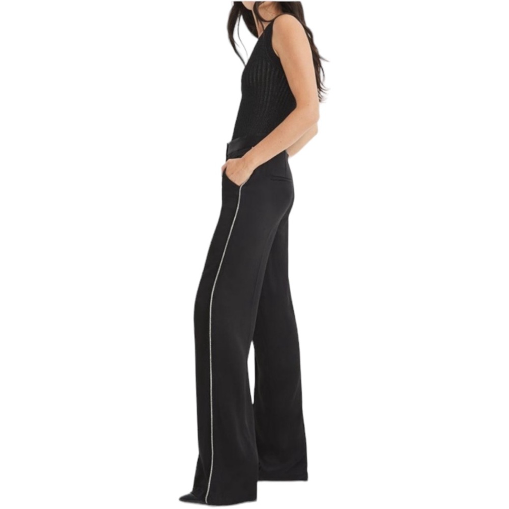 JASON WU Crystal Embellished Black Satin Pant NWT $320.00 Retail Size 2